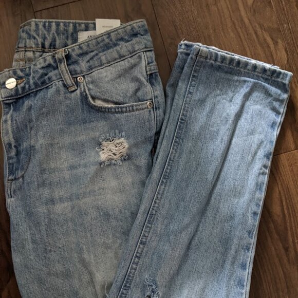 Anine Bing - Distressed Destroyed Jeans | Size 26 Relaxed Fit | Light Wash Blue - Picture 4 of 15